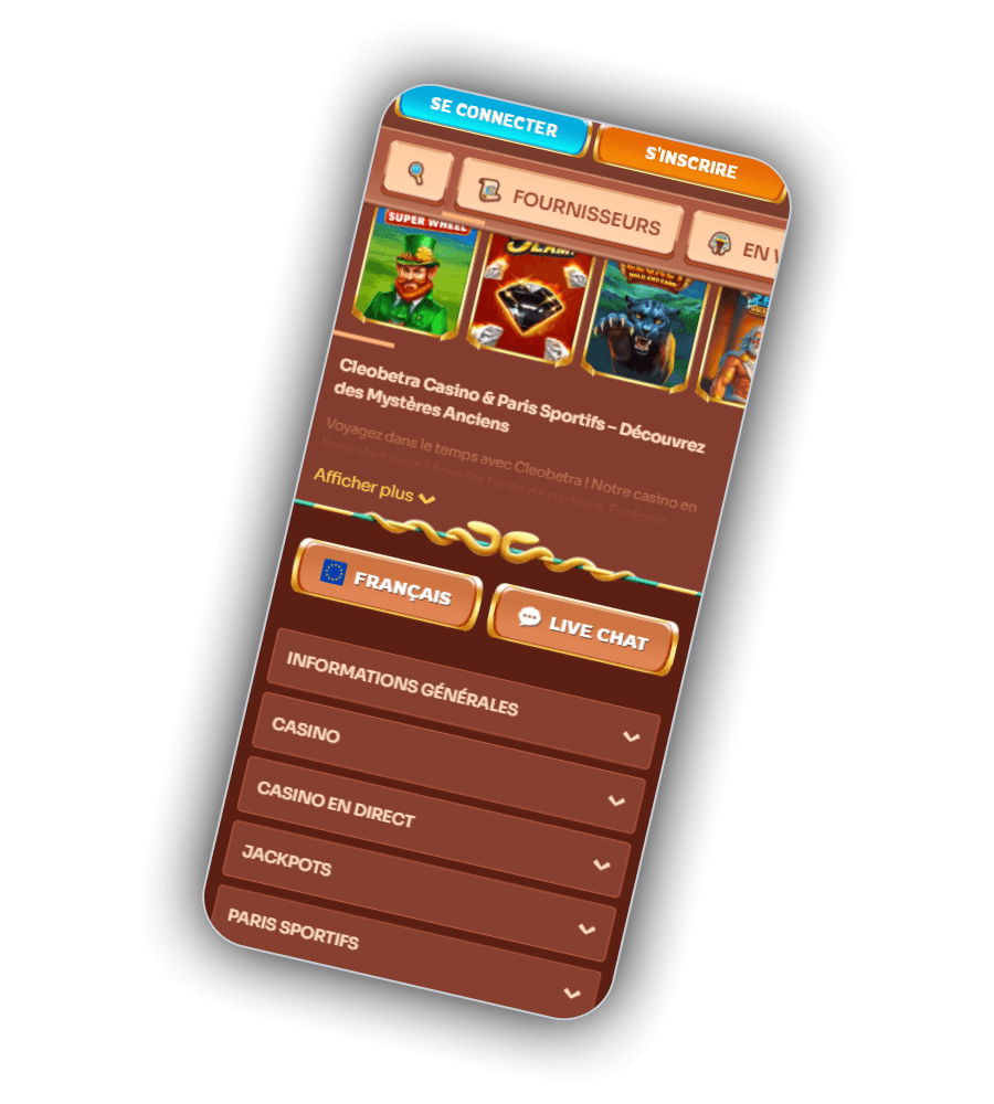 Interface du casino Cleobetra
